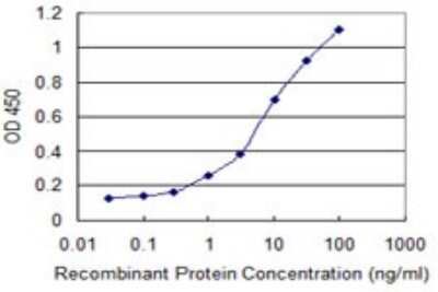 Sandwich ELISA: 4EBP1 Antibody (1F7) [H00001978-M02] - Detection limit for recombinant GST tagged EIF4EBP1 is 0.1 ng/ml as a capture antibody.