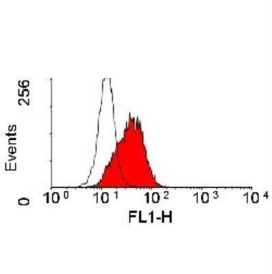 Flow Cytometry: ALCAM/CD166 Antibody (3A6) [NBP3-11402] - Flow cytometric staining of Jurkat cells with preservative free Mouse anti Human CD166 antibody, clone 3A6, filled histogram, with Mouse IgG isotype control, open histogram.