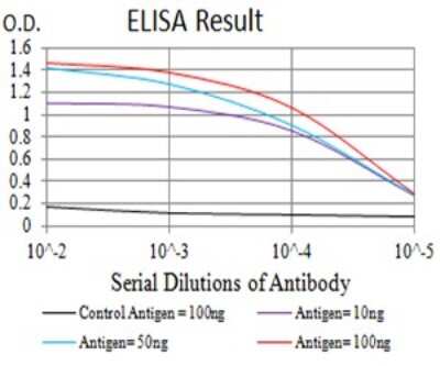 ELISA: Aldolase A Antibody (1C5B2) [NBP2-61844] - Black line: Control Antigen (100 ng);Purple line: Antigen (10ng); Blue line: Antigen (50 ng); Red line:Antigen (100 ng)