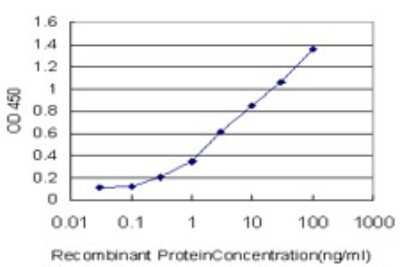 Sandwich ELISA: B4GALNT1 Antibody (5F9) [H00002583-M02] - Detection limit for recombinant GST tagged B4GALNT1 is approximately 0.1ng/ml as a capture antibody.