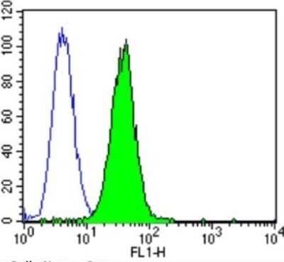 Flow Cytometry: CACNA2D1 Antibody (20A) [NB120-2864] - Analysis of Neuro-2a cells compared to an isotype control (blue).