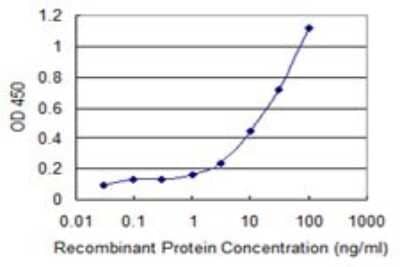 Sandwich ELISA: CART/CARTPT Antibody (3E4) [H00009607-M01] - Detection limit for recombinant GST tagged CARTPT is 0.3 ng/ml as a capture antibody.