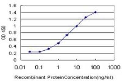 ELISA: CCL15/MIP-1 delta Antibody (3H1) [H00006359-M03] - Detection limit for recombinant GST tagged CCL15 is approximately 0.03ng/ml as a capture antibody.