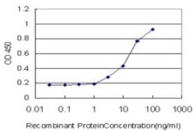 Sandwich ELISA: CCT6B Antibody (1A4) [H00010693-M01] - Detection limit for recombinant GST tagged CCT6B is approximately 0.3ng/ml as a capture antibody.