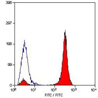 Flow Cytometry: CD45 Antibody (YW62.3) [NB100-65366] - Analysis using the FITC conjugate of CD45 antibody (YW62.3) [NB100-65366]. Staining of Mouse splenocytes.