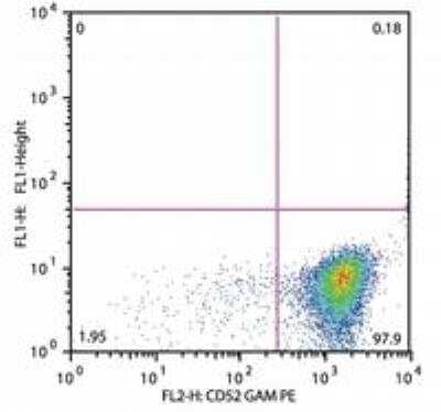 Flow Cytometry: CD52 Antibody (HI186) [NB500-311] - Flow cytometry analysis of CD52 in patients suffering with Acute Lymphoblastic Leukemia (anti-human CD52 (HI186); detection by Goat anti-mouse IgG2b PE). Fig. 1A CD52 positive cALL (gate leukemic cells).