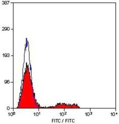 Flow Cytometry: CD8 alpha Antibody (YTC182.20) [NB100-64922] - Staining of human peripheral blood lymphocytes using CD8 alpha FITC.