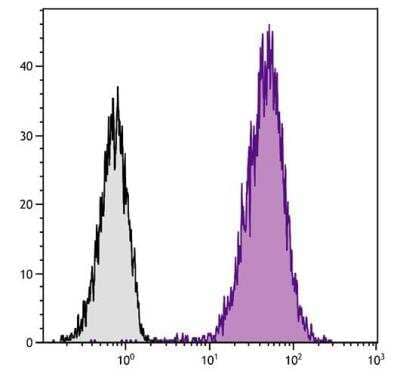 Flow Cytometry: CD81 Antibody (2F7) [NBP1-28136] - Chinese hamster ovary cell line CHO-K1 and BALB/cAnN mouse B lymphocyte cell line A20 were stained with Hamster Anti-Mouse CD81-APC. 