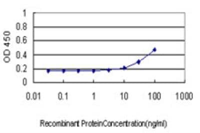 ELISA: CD96 Antibody (3H8) [H00010225-M01] - Detection limit for recombinant GST tagged CD96 is approximately 3ng/ml as a capture antibody.