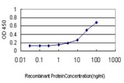 Sandwich ELISA: CDC45L Antibody (4C2) [H00008318-M02] - Detection limit for recombinant GST tagged CDC45L is approximately 0.3ng/ml as a capture antibody.