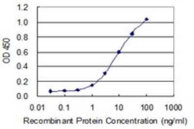 Sandwich ELISA: CHRND Antibody (2B2) [H00001144-M01] - Detection limit for recombinant GST tagged CHRND is 0.3 ng/ml as a capture antibody.