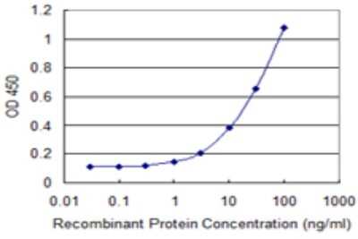 Sandwich ELISA: COL4A3BP Antibody (1A1) [H00010087-M02] - Detection limit for recombinant GST tagged COL4A3BP is 0.3 ng/ml as a capture antibody.