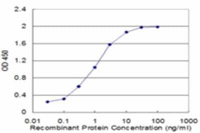 Sandwich ELISA: COX17 Antibody (1A9) [H00010063-M03] - Detection limit for recombinant GST tagged COX17 is approximately 0.03ng/ml as a capture antibody.