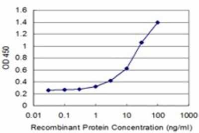 Sandwich ELISA: COX6B1 Antibody (2D3) [H00001340-M02] - Detection limit for recombinant GST tagged COX6B1 is approximately 1ng/ml as a capture antibody.