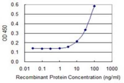 Sandwich ELISA: CTRB1 Antibody (3C8) [H00001504-M02] - Detection limit for recombinant GST tagged CTRB1 is 3 ng/ml as a capture antibody.