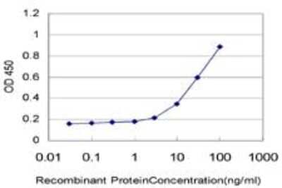 ELISA: CXCL12/SDF-1 Antibody (1B2) [H00006387-M04] - Detection limit for recombinant GST tagged CXCL12 is approximately 3ng/ml as a capture antibody.