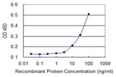 Sandwich ELISA: Calpain 15 Antibody (4E2) [H00006650-M05] - Detection limit for recombinant GST tagged SOLH is 3 ng/ml as a capture antibody.