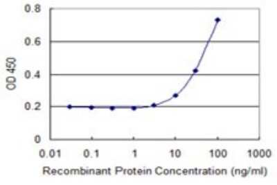 Sandwich ELISA: Casein Kinase 1 gamma 2 Antibody (3F4) [H00001455-M01] - Detection limit for recombinant GST tagged CSNK1G2 is 3 ng/ml as a capture antibody.