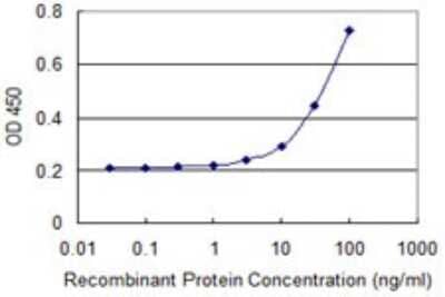 Sandwich ELISA: Cdc23 Antibody (1F3) [H00008697-M08] - Detection limit for recombinant GST tagged CDC23 is 3 ng/ml as a capture antibody.