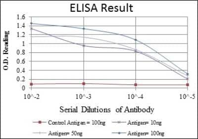 ELISA: E7 Antibody (6F3) [NBP2-37628] - Red: Control Antigen (100ng); Purple: Antigen (10ng); Green: Antigen (50ng); Blue: Antigen (100ng);
