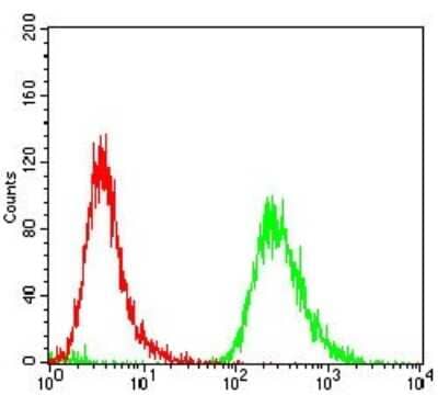 Flow Cytometry: Epsin 1 Antibody (6F7F9) [NBP2-52461] - Analysis of A431 cells using EPN1 mouse mAb (green) and negative control (red).