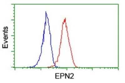 CyTOF-ready: Epsin-2 Antibody (OTI1G3) - Azide and BSA Free [NBP2-71701] - Analysis of Jurkat cells, using anti-EPN2 antibody , (Red), compared to a nonspecific negative control antibody, (Blue).