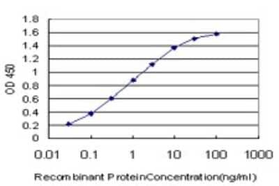 Sandwich ELISA: FADD Antibody (3A12) [H00008772-M01] - Detection limit for recombinant GST tagged FADD is approximately 0.03ng/ml as a capture antibody.
