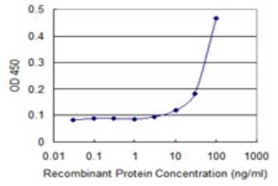 Sandwich ELISA: FATP1/SLC27A1 Antibody (2G9) [H00376497-M03] - Detection limit for recombinant GST tagged SLC27A1 is 3 ng/ml as a capture antibody.