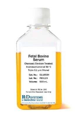 Serum: Fetal Bovine Serum - Charcoal/Dextran Treated, Heat Inactivated [S11610H-NOV] - Charcoal-stripped Fetal Bovine Serum, Heat inactivated, is used in applications requiring lower levels of hormones, steroids or growth factors in serum, such as insulin and estrogen related research.