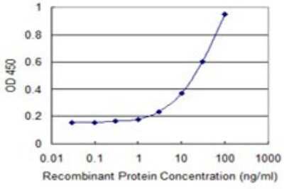 Sandwich ELISA: Follistatin Antibody (4B11) [H00010468-M10] - Detection limit for recombinant GST tagged FST is 1 ng/ml as a capture antibody.