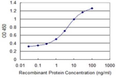 Sandwich ELISA: Grancalcin Antibody (3D12) [H00025801-M02] - Detection limit for recombinant GST tagged GCA is 0.03 ng/ml as a capture antibody.