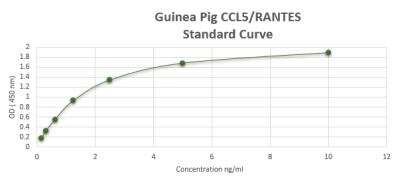 ELISA: Guinea Pig CCL5/RANTES ELISA Kit (Colorimetric) [NBP2-59970] - These standard curves are provided for demonstration only. A standard curve should be generated for each set of samples assayed. 