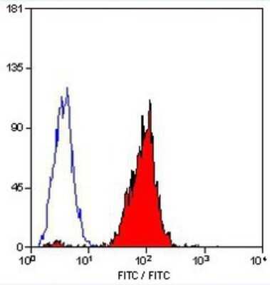 Flow Cytometry: HLA B7 Antibody (BB7.1) [FITC] [NB100-64160] - Staining of human peripheral blood lymphocytes.