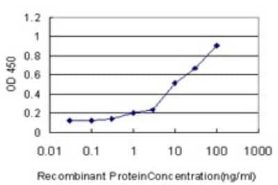 Sandwich ELISA: HLA DRB4 Antibody (4C8) [H00003126-M01] - Detection limit for recombinant GST tagged HLA-DRB4 is approximately 1ng/ml as a capture antibody.