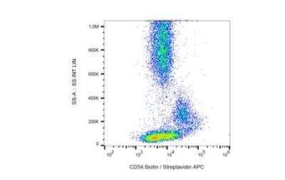 Flow Cytometry: ICAM-1/CD54 Antibody (1H4) [PE] [NB500-582] - Expression of CD54 in normal human peripheral blood, as detected with anti-CD54 (1H4) biotin.