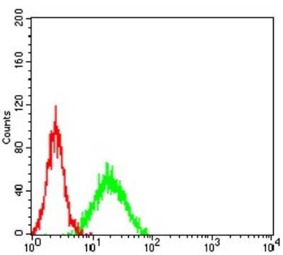 ELISA: JMJD2B Antibody (3A6H6) [NBP2-61800] - Analysis of NIH/3T3 cells using KDM4B mouse mAb (green) and negative control (red).