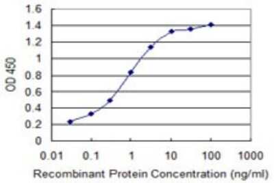 Sandwich ELISA: KBTBD10 Antibody (1H3) [H00010324-M01] - Detection limit for recombinant GST tagged KBTBD10 is 0.03 ng/ml as a capture antibody.