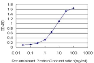 Sandwich ELISA: KMT2B Antibody (1F6) [H00009757-M01] - Detection limit for recombinant GST tagged MLL4 is approximately 0.1ng/ml as a capture antibody.