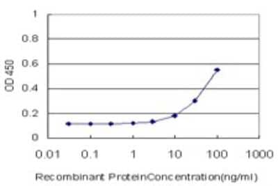 Sandwich ELISA: LDHAL6B Antibody (1A3) [H00092483-M01] - Detection limit for recombinant GST tagged LDHAL6B is approximately 3ng/ml as a capture antibody.