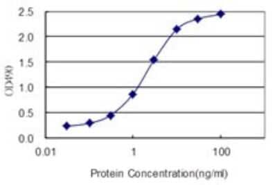 Sandwich ELISA: MUC7 Antibody (1C10) [H00004589-M05] - Detection limit for recombinant GST tagged MUC7 is 0.1 ng/ml as a capture antibody.