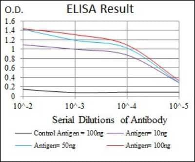 ELISA: MYF6 Antibody (5D7) [NBP2-37479] - Red: Control Antigen (100ng); Purple: Antigen (10ng); Green: Antigen (50ng); Blue: Antigen (100ng);