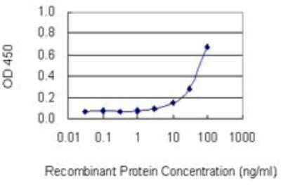 Sandwich ELISA: Myotrophin Antibody (1F3) [H00136319-M14] - Detection limit for recombinant GST tagged MTPN is 3 ng/ml as a capture antibody.
