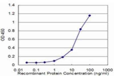 ELISA: NUDT21 Antibody (3F8) [H00011051-M12] - Detection limit for recombinant GST tagged NUDT21 is approximately 3ng/ml as a capture antibody.