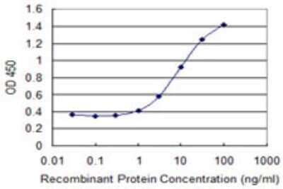 Sandwich ELISA: PAFAH2 Antibody (1A8) [H00005051-M01] - Detection limit for recombinant GST tagged PAFAH2 is 0.3 ng/ml as a capture antibody.