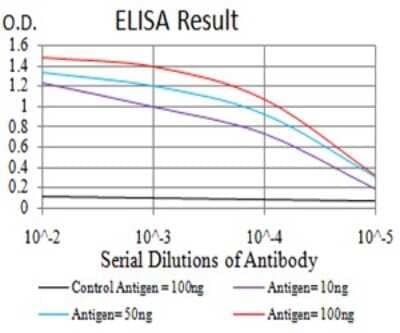 ELISA: PGRMC1 Antibody (7G11G8) [NBP2-61779] - Black line: Control Antigen (100 ng);Purple line: Antigen (10ng); Blue line: Antigen (50 ng); Red line:Antigen (100 ng)