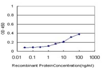 Sandwich ELISA: PIP5K2 alpha Antibody (3A3) [H00005305-M01] - Detection limit for recombinant GST tagged PIP5K2A is approximately 3ng/ml as a capture antibody.