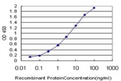 Sandwich ELISA: PKC iota Antibody (1A10) [H00005584-M03] - Detection limit for recombinant GST tagged PRKCI is approximately 0.03ng/ml as a capture antibody.