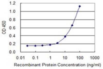 Sandwich ELISA: PPP2R5D Antibody (4E12) [H00005528-M01] - Detection limit for recombinant GST tagged PPP2R5D is 1 ng/ml as a capture antibody.