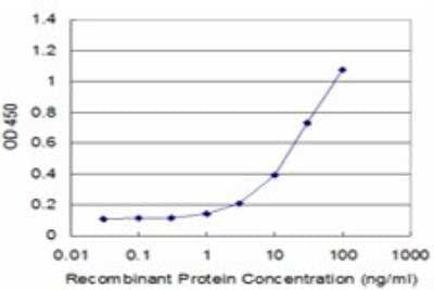 ELISA: PRODH Antibody (3A9) [H00005625-M01] - Detection limit for recombinant GST tagged PRODH is approximately 1ng/ml as a capture antibody.