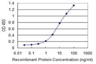 Sandwich ELISA: Pea3 Antibody (1A3-1D3) [H00002118-M02] - Detection limit for recombinant GST tagged ETV4 is 0.1 ng/ml as a capture antibody.